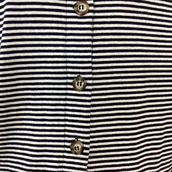VTG 80s 90s Herman Geist Short Sleeve Button Back Striped Pleated Dress L #294A - Picture 5 of 7